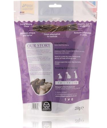 SKIPPER'S Wolf Fish Skin Twists - Grain Free Dog Treat Great for Dogs Teeth Handmade & Gently Air Dried Healthy Natural Dog Dental Sticks | Long Lasting Hypoallergenic Chew Treats Regular (250g) Regular 250 g (Pack of 1) - Buy Online on GoSupps.com