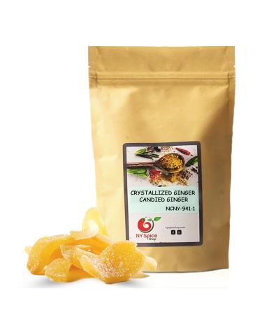 NY SPICE SHOP Candied Ginger Slices  (16 Oz.) 1 Pound Crystallized Ginger Slices  Ginger Hard Candy  Candied Ginger Pieces  Crystallized Ginger Chunks 1.0 Pounds