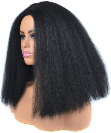 KKJKK Kurz Curly Black Synthetic Wig for Women | Fluffy Medium Length Heat-Resistant Fiber | Perfect for Cosplay & Halloween - Buy Online on GoSupps.com