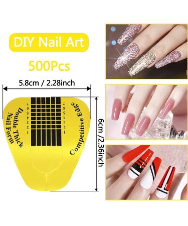 500 Gold Horseshoe Nail Forms for Acrylic Nails | Polygel Nail Extension Forms with Guide Sticker | Gel Nails Art Paper Form for DIY Manicure - Buy Online on GoSupps.com