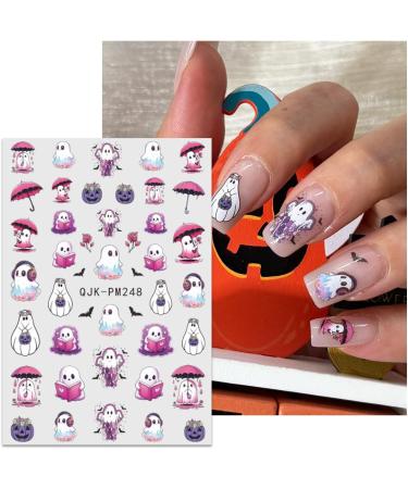 Halloween Nail Stickers 12 Sheets Self-Adhesive Nail Decal Cobweb Ghosts Pumpkin Nail Art Decoration Design Supplies - Buy Online on GoSupps.com