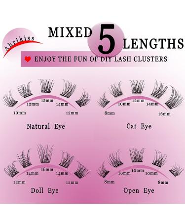 Ahrikiss D Curl Lash Clusters 72 Pcs - DIY Fluffy Eyelash Extensions for Home Makeup - B11 (8/10/12/14/16mm) Volume Individual Lashes - Buy Online on GoSupps.com