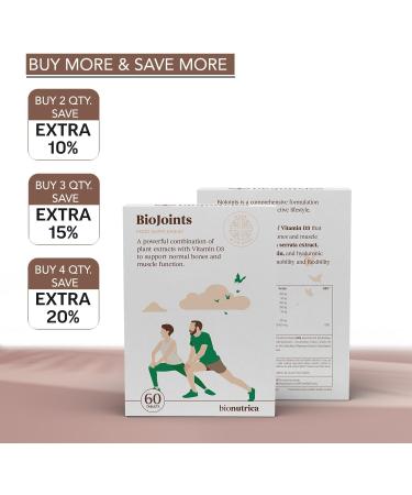 BioJoints Bone & Joint Support Supplement - 60 Tablets | Glucosamine & Chondroitin Complex with Hyaluronic Acid, Boswellia, Turmeric Powder & Vitamin D3 | Enhance Mobility & Flexibility - GMP Certified - Buy Online on GoSupps.com