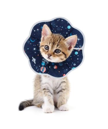 Cat Recovery Collar Cat Soft Cone Collar Pet Protective Cotton Cone Adjustable Fasteners Collars for Cats Puppies,Blue Small
