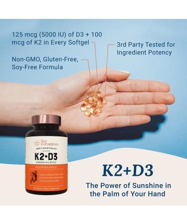 Live Conscious K2+D3 - 60 Softgels for Bone & Heart Health Support - Buy Online on GoSupps.com