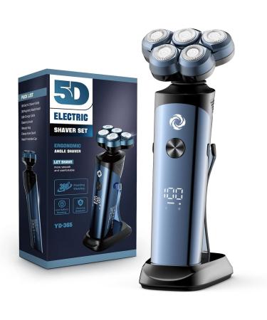 Electric Razor for Men Rechargeable IPX7 Waterproof 5D Portable Magnetic Shaver with Charging Stand Cordless Men's Face Electric Shaver Wet & Dry Use