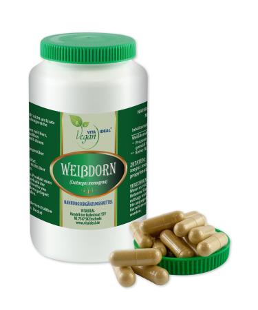 Vita Ideal Vegan hawthorn - berries 90 capsules - Crataegus Monogyna - Daily portion 1000mg of hawthorn berries pure powder.Of course vegetable and without additives original from vitalideal.