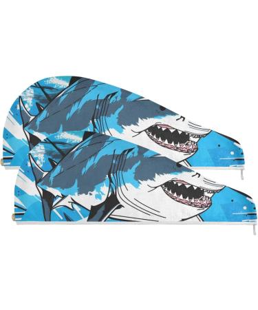 Fierce Shark Hair Towel 2 Pack | Super Absorbent Quick Dry Hair Turbans for Women & Girls - Buy Online on GoSupps.com