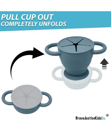 BraveJusticeKidsCo Collapsible Silicone Snack Cup | Blue Steel Snack Catcher for Toddler and Baby | Snack Attack II - Buy Online on GoSupps.com