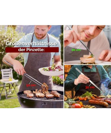Exclusive 20 cm Grill Tweezers | Kitchen & Cooking Tweezers with V 1:2 Teeth - Hardened Stainless Steel - Buy Online on GoSupps.com