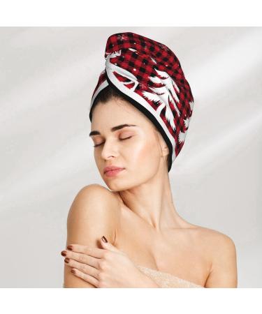 Quick-Drying Hair Towel Wrap Turban - Christmas Buffalo Plaid | Ideal Hair Drying Solution - Buy Online on GoSupps.com