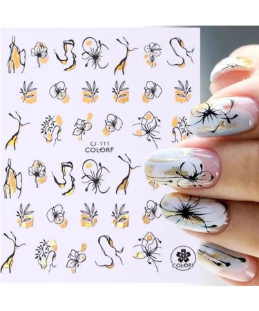 JMEOWIO 8 Sheets Moon Star Sun Nail Art Stickers Decals Self-Adhesive Black Gold Nail Supplies Nail Art Design Decoration Accessories - Buy Online on GoSupps.com