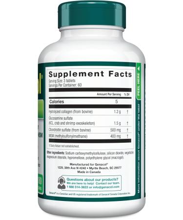 Genacol Optimum Glucosamine Chondroitin MSM & Ultra-Hydrolyzed Collagen Joint Support Tablets 180 Count (60-Day Supply) 180 Count (Pack of 1) - Buy Online on GoSupps.com