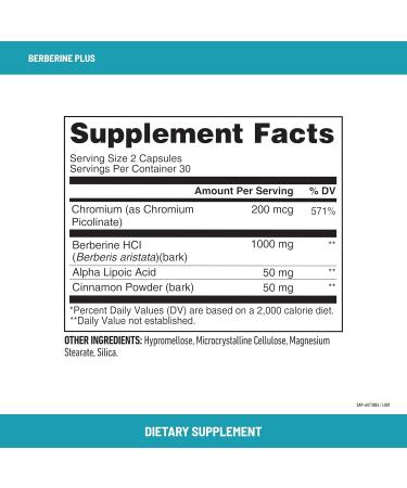 SlimFast Berberine Plus Capsules - Berberine Supplement with HCL Chromium Picolinate Alpha Lipoic Acid & Cinnamon Bark - 60 Count for Weight Management & Metabolism Support - Buy Online on GoSupps.com
