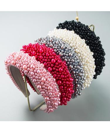 scicent Black Headband Faux Pearl Head Bands Wide Thick Hairbands Bridal Beaded Elegant Hair Hoop Wedding Hair Styling Accessories for Women Girls Black - 16801 - Buy Online on GoSupps.com