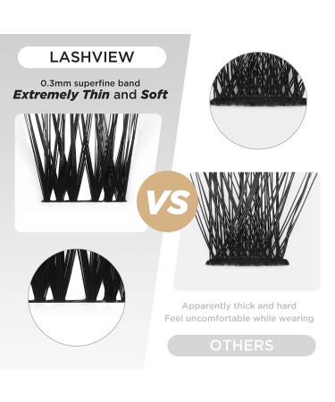 LASHVIEW Cluster Lashes - DIY 3D Eyelash Extensions, Reusable, Black, Super Thin Band, 24 Criss Cross Mix - Buy Online on GoSupps.com