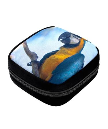 GIAPB Period Bag Sanitary Napkin Storage Bag Pad Holder for Period Makeup Pouch Tropical Animal Parrot Bird Color3504