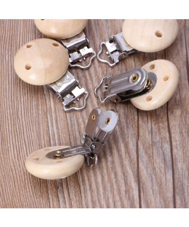 VAILANG 5pcs Metal Wooden Baby Pacifier Clips - Premium Infant Soother Clasps & Holders - Stylish & Safe Accessories for Newborns - Buy Online on GoSupps.com