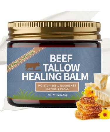 Beef Tallow Healing Balm, Beef Tallow & Manuka Honey Healing Balm, Organic Grass Fed Beef Tallow Moisturizer for Skin, Beef Tallow Cream for Tightening and Firming (1)
