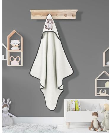 Premium Baby Hooded Towel - 100% Cotton Oeko-Tex | Laynenburg Raccoon - 80x80cm - Perfect Bath Towel for Newborns & Kids - Buy Online on GoSupps.com