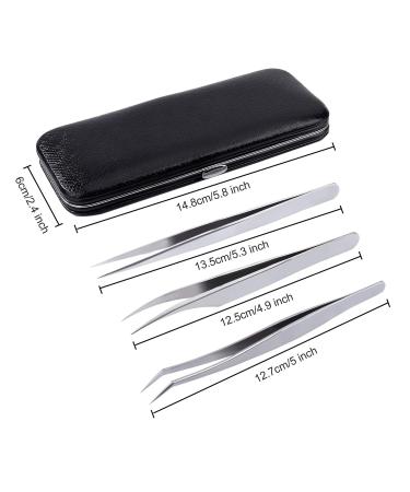 Professional Stainless Steel Tweezers Set for Eyelash Extensions Plucking & Nail Design 3 Pieces - Buy Online on GoSupps.com