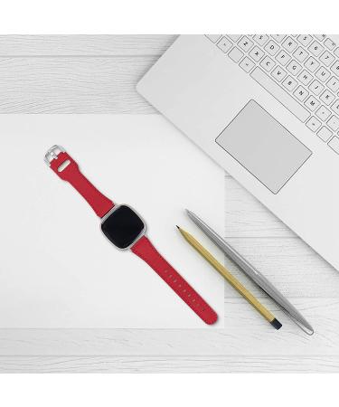 Joyozy Genuine Leather Band for Fitbit Sense/Versa 3 - Red | Professional Classic Strap Replacement for Men and Women - Buy Online on GoSupps.com