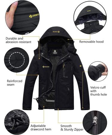 GEMYSE Men's Mountain Waterproof Ski Snow Jacket - Black, Windproof & Rain Resistant (Medium/Large) - Buy Online on GoSupps.com