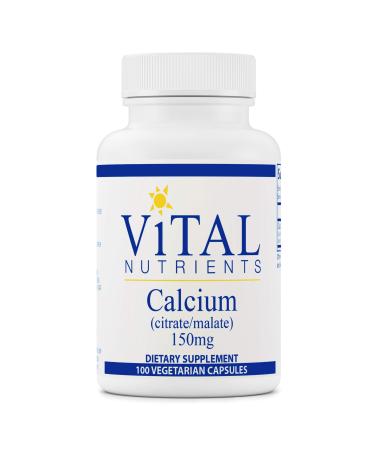 Vital Nutrients - Calcium (Citrate/Malate) - Most Bioavailable Form of Calcium - 100 Vegetarian Capsules per Bottle - 150 mg - Buy Online on GoSupps.com
