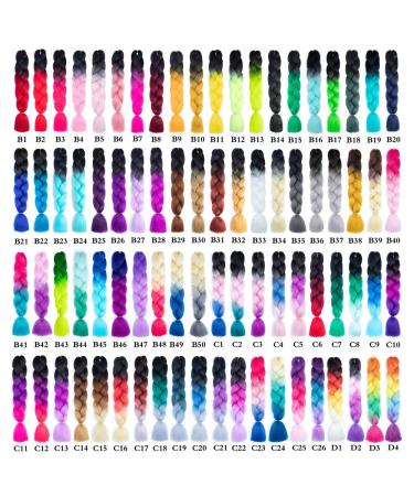 SHUOHAN 6 Packs Ombre Jumbo Braiding Hair Extensions 24 Inch - Blue White Red - High Temp Synthetic Fiber for Box Braids - Buy Online on GoSupps.com