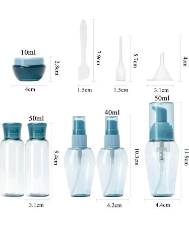 Rintal ZKSM Travel Bottles Set - 6 Empty Cosmetic Containers with Labels Funnel & Straw for Liquids - Perfect for Water & Emulsions (Blue & Transparent) - Buy Online on GoSupps.com
