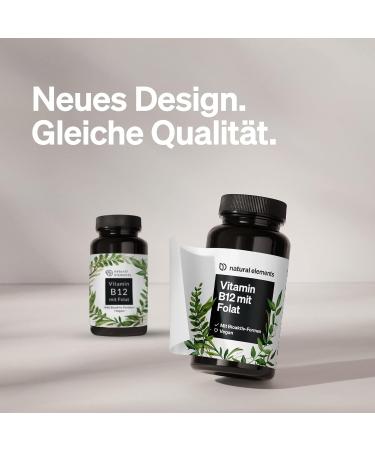 Vitamin B12 Vegan Tablets - 180 High-Dose 500 g - 6 Months Supply with Folic Acid 200 g - Pure & Additive-Free - Made in Germany - Buy Online on GoSupps.com