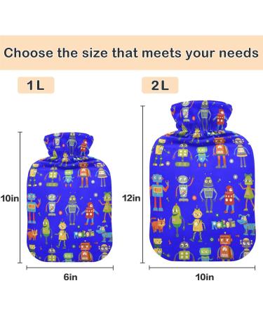 NAANLE Cartoon Robot Heating Bag - 2L Transparent Hot Water Bottle for Pain Relief & Therapy | Large Sized for Bed Hand and Foot - Buy Online on GoSupps.com