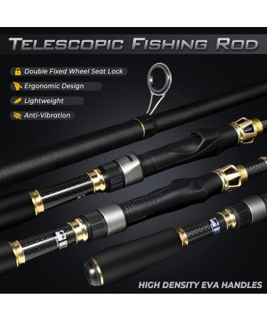 Plusinno Angelset - Carbon Fiber Telescopic Fishing Rod & Roll Set with Accessories & Carrying Bag for Saltwater & Freshwater - 1.8m 5.9ft - Buy Online on GoSupps.com