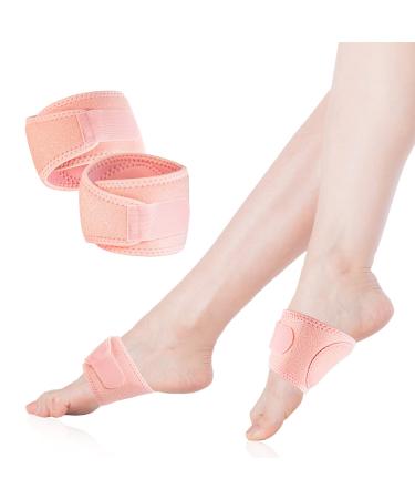 MORYUC Arch Support Brace for Men Women  Plantar Fasciitis Relief  Arch Relief Plus with Built-in Orthotic Pads  Adjustable Arch Supports for Flat Feet  High/Fallen/Low Arches(1 Pair  Pink)