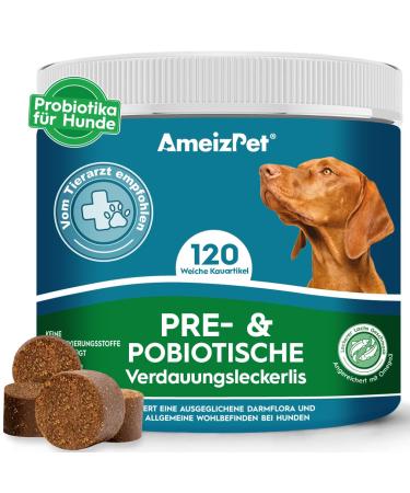 Ameizpet dogs soft treats probiotics and prebiotics for dogs intestinal renovation probiotic digestive snacks 120 dogs treats pre & probiotic 120 treats - Buy Online on GoSupps.com