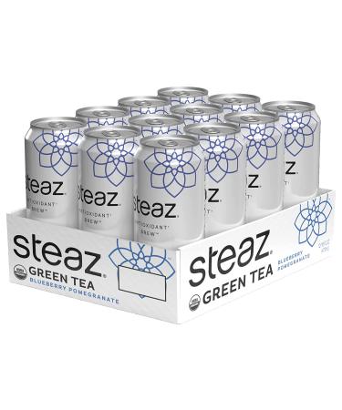 Steaz Organic Blueberry Pomegranate Iced Green Tea - 16oz, Pack of 12 | Antioxidant Brew - Buy Online on GoSupps.com