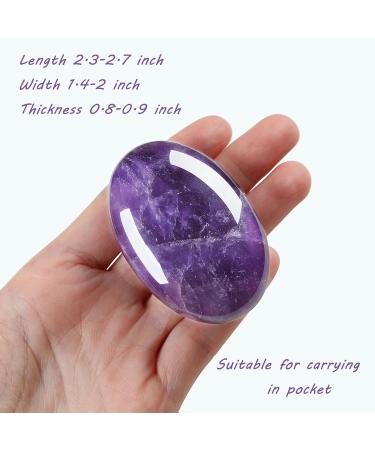 MAIBAOTA 2.4" Amethyst Healing Crystals Gemstones Pocket Polished Gifts Oval Shape Reiki Spiritual Energy Nature Purple Crystal for Women Men Relief Balancing Stress Divination Meditation - Buy Online on GoSupps.com