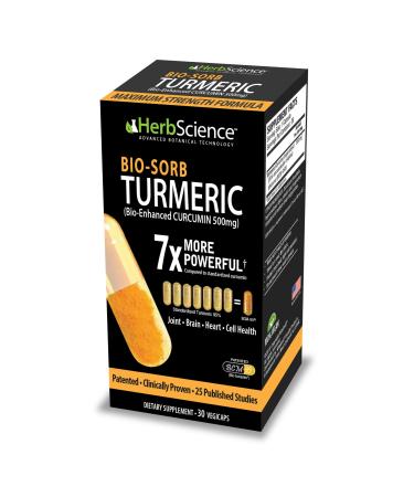 Herb Science Bio-Sorb Turmeric Bio-Enhanced Curcumin Advanced Absorption Cardiovascular Health Joints Support and Anti-Aging Supplement 30 Servings B01DNCMQQW Multicolor