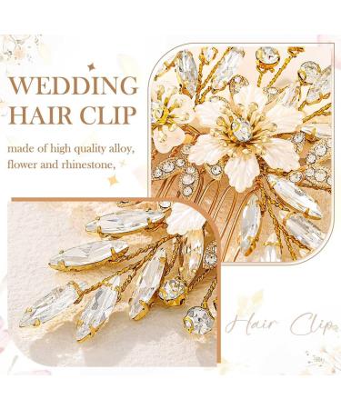 Handcess Bridal Wedding Flowers Hair Comb Gold Crystal Hairpiece Rhinestone Bridal Side Combs Wedding Hair Accessories for Women and Girls - Buy Online on GoSupps.com