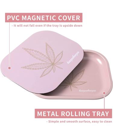 Small Pink Mini Rolling Tray with Magnetic Lid - 7'' x 5.5'' | Premium Metal Storage Tray for Home or On-The-Go - Buy Online on GoSupps.com
