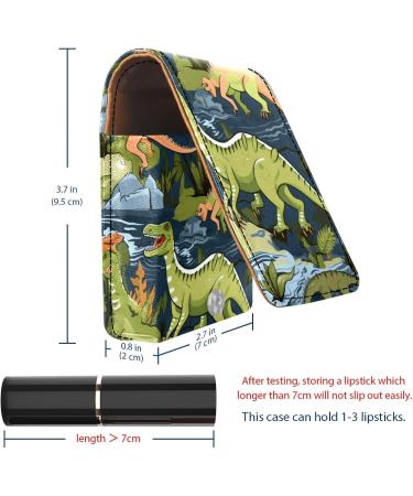 Leather Lipstick Case Organizer with Mirror | Mini Dinosaur Lipstick Holder Bag - Perfect for Travel | Shop Internationally - Buy Online on GoSupps.com
