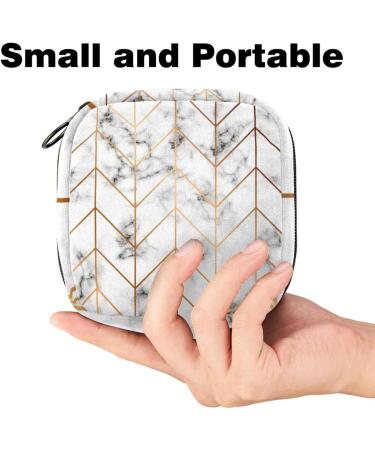 Stylish White Marble Storage Bags for Women's Bandages & Menstrual Essentials - Portable Multi-Colored Organizer for School & Office - Buy Online on GoSupps.com