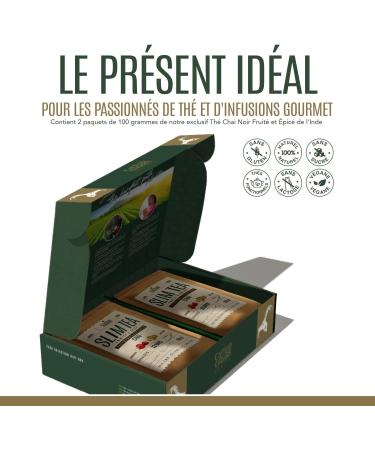  CAMINO DE CABRAS Tea Gift Set - Chai Tea & Slim Tea - The Noir Assam Ginger Nettle Cinnamon Turmeric Black Pepper Raspberry Cardamom - Ideal for Chai Latte - Spicy Chai Tea Bulk 2 x 100g - Buy Online on GoSupps.com