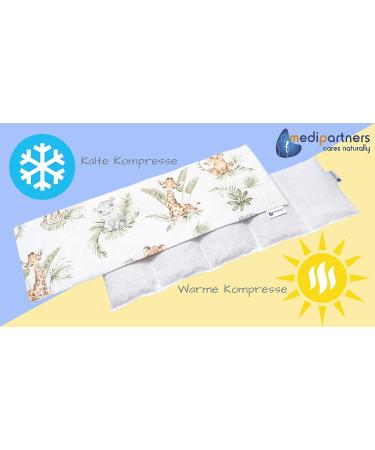 Medi Partners Kirschkernkissen 60x20cm - Eco-Friendly 100% Cotton Heat & Cold Therapy Pillow with Removable Cover (Safari) - Buy Online on GoSupps.com