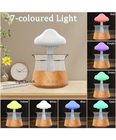 3-in-1 Rain Cloud Humidifier with Essential Oil Diffuser - Wood Color | Remote Control, 7 Colors, White Noise, Timer Off - Ideal for Bedroom - Buy Online on GoSupps.com
