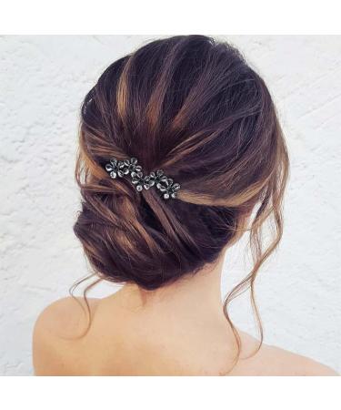 Inilbran Boho Crystal Flower Hair Clip Vintage Flower Hair Barrette Clip Black Flower Hair Pin Clip Decorative Bobby Pins Flower Head Clip Accessories for Women and Girls Everyday Headdress - Buy Online on GoSupps.com