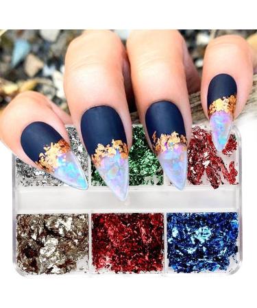 Manicure Nail Glitter DIY Ultra-thin Irregular Spangles Nail Gold Foil Aluminum Sequins Gold Glitter Flakes(7) Style07 - Buy Online on GoSupps.com