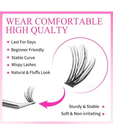 VEYESBEAUTY Lash Clusters - 30D & 40D Volume Individual Lashes | Thin Invisible Band Wispy DIY Eyelash Extensions 8-16mm Mix Tray - Buy Online on GoSupps.com