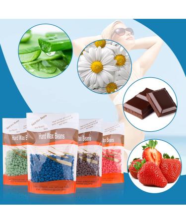 Hard Wax Beans Kit - 400g Wax Beads & 10 Applicator Sticks for Painless Hair Removal at Home | Ideal for Bikinizone Eyebrows & Brazilian Waxing - Buy Online on GoSupps.com