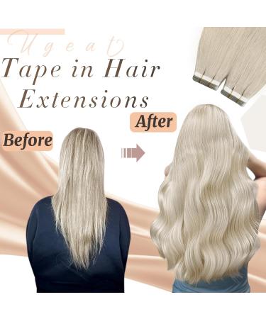 Ugeat Platinum Blonde Tape Extensions - Real Hair Invisible 20 Pieces 45 cm 50g #60A - Buy Online on GoSupps.com